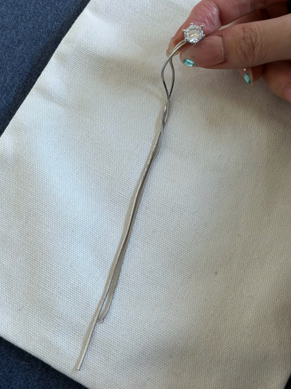 WORE ONCE. Drapping Earring, Single.